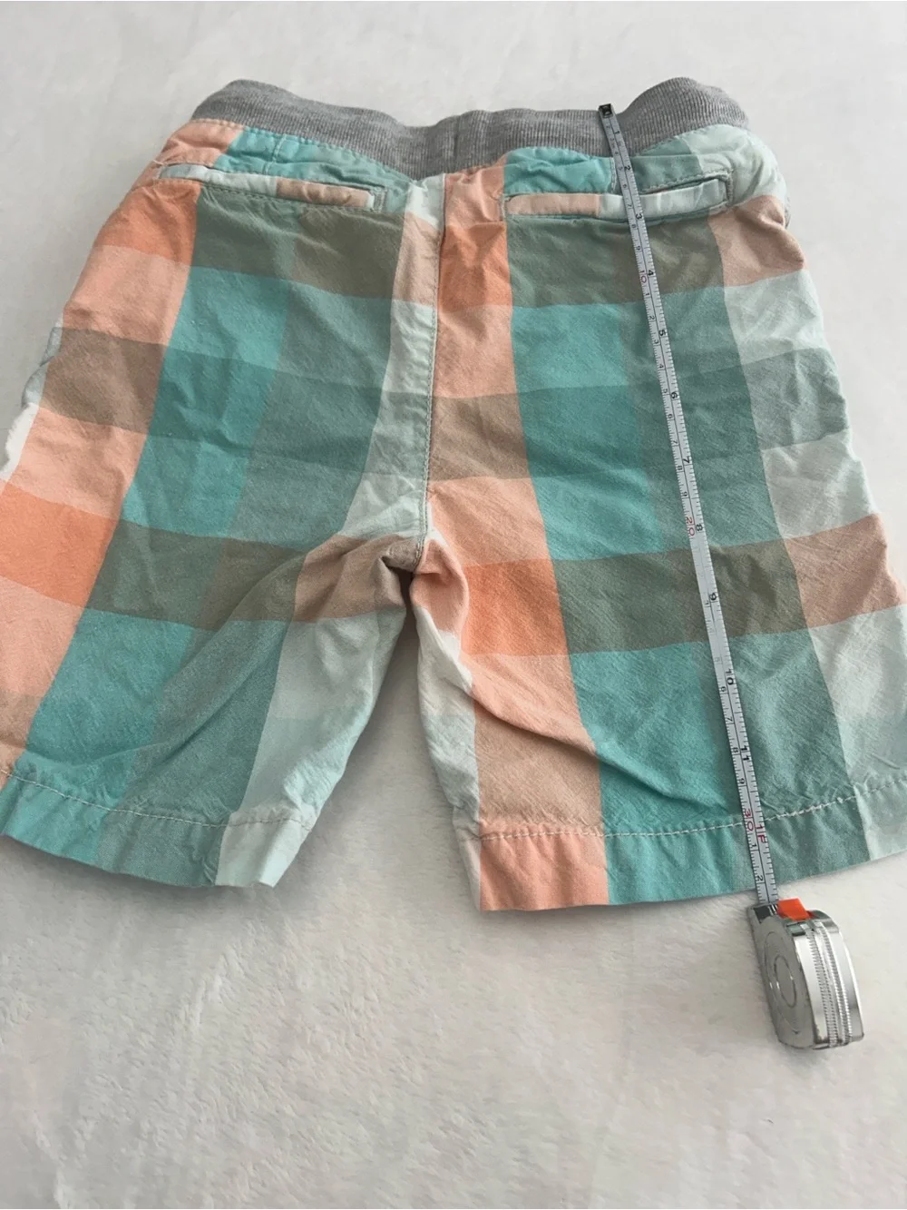 GAP Kids Drawstring Hat in Gray with Pastel Stripe Panels